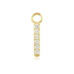 Pave Bar Charm for Clicker Hoop, 9k Yellow Gold