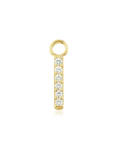 Pave Bar Charm for Clicker Hoop, 9k Yellow Gold