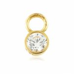Bezel Gem Charm for Clicker Hoop, 9k Yellow Gold