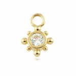 Beaded Gem Charm for Clicker Hoop, 9k Yellow Gold