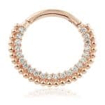 Pave Beaded Daith Clicker Earring, 14k-9k Rose Gold, 10mm