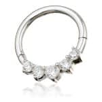 5-Gem Daith Clicker Earring, 14k White Gold, 8mm