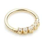 5-Gem Daith Clicker Earring, 14k Yellow Gold, 8mm