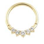 5-Gem Daith Clicker Earring, 14k-9k Rose Gold, 10mm
