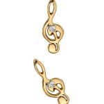 BVLA Diamond Treble Clef Threaded Stud Earring, 14k Yellow Gold