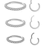 Pave Ring Eternity Clicker Earring, 16ga, Small, 18k White Gold
