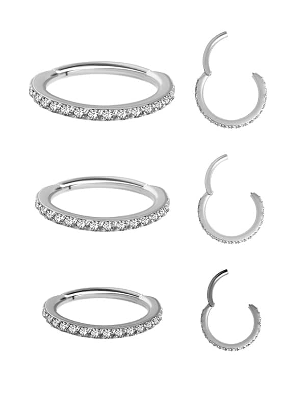 18k White Gold Swarovski® Zirconia Pave Ring Clicker, 16g, Small