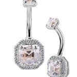 Imperial Cut Belly Bar, 18k White Gold