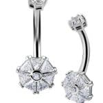 Trillion Fan Belly Bar, 18k White Gold