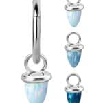 Opal Bullet Charm for Clicker Hoop, 18k White Gold