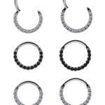 Pave Daith Clicker Earring, 18k White Gold, Medium
