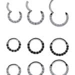 Pave Daith Clicker Earring, 18k White Gold, Small