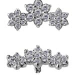 3-Flower Garland Threaded Stud Earring, Small, 18k White Gold