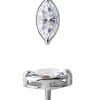 Prong Marquise Threaded Stud Earring, 18k White Gold