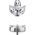 Marquise Lotus Threaded Stud Earring, 18k White Gold