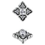 4-Petal Square Flower Threaded Stud, 18k White Gold