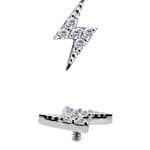 Mini Pave Lightning Bolt Threaded/Push-In Stud Earring, 18k White Gold