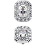 Oval with Pave Octagon Threaded Stud, 18k White Gold