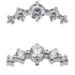 5-Gem Cluster Prium Threaded Stud Earring, 18k White Gold
