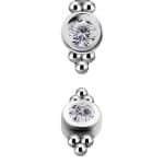 Double Tribead Gem Threaded Stud Earring,18k White Gold