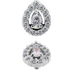Pave Pear Threaded Stud, 18k White Gold