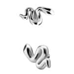 Snake Threaded Stud Earring, Mini, 18k White Gold