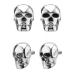 Skull Threaded Stud Earring, 18k White Gold