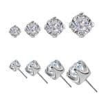 Prong Set Diamond Push-In Stud Earring, 18k White Gold