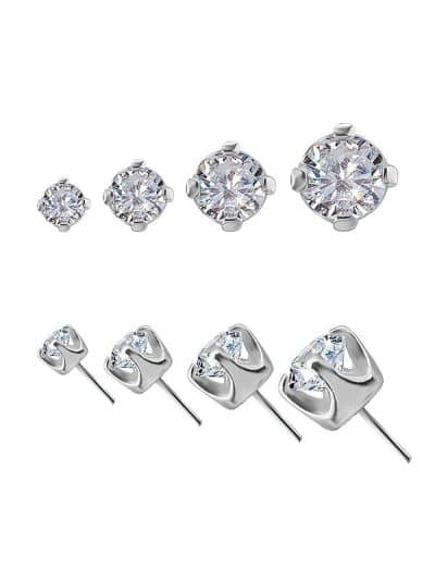 Prong Set Diamond Push-In Stud Earring, 18k White Gold