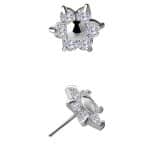 Flower Push-In Stud Earring, Dome Center, 18k White Gold