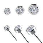 Bezel Set Diamond Push-In Stud Earring, 18k White Gold