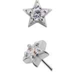 Mini Gem-Star Push-In Stud Earring, 18k White Gold