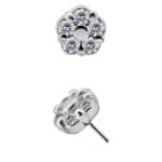 Mini Flower Push-In Stud Earring, 18k White Gold