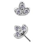 Mini Lotus Push-In Stud Earring, 18k White Gold