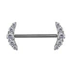 Nipple Barbell 5 Cluster, Push-In, 18k White Gold