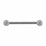 Nipple Barbell Braided Gem, Push-In, 18k White Gold