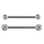 Nipple Barbell Bezel Gems, Push-In, 18k White Gold