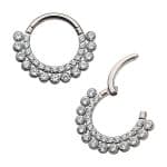 Double Pave Daith Clicker Earring, Titanium