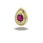 BodyGems Millgrain Drop Threaded Stud Earring, 14k Yellow Gold, Garnet