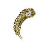 BodyGems Feather Threaded Stud Earring, 14k Yellow Gold