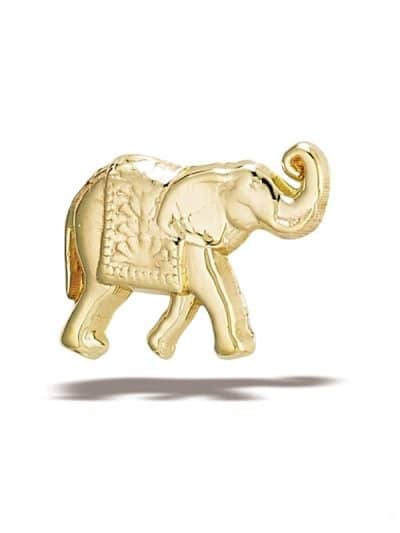 BodyGems Elephant Threaded Stud Earring, 14k Yellow Gold