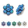 Created Opal Flower Threaded Stud Earring, Titanium