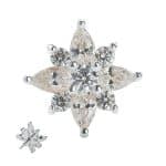 Gem Burst Push-In Stud Earring, 14k White Gold