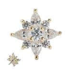 Gem Burst Push-In Stud Earring, 14k Yellow Gold