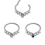 Tear Drop Gem Daith Clicker Earring, Steel, 8mm Oval