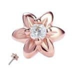 Gem Flower Push-In Stud Earring, 14k Rose Gold