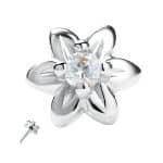 Gem Flower Push-In Stud Earring, 14k White Gold