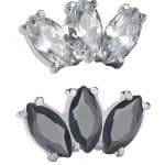 3-Marquise Fan Push-In Stud Earring, Titanium