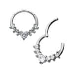 7-Gem Daith Clicker Earring, Steel, 10mm