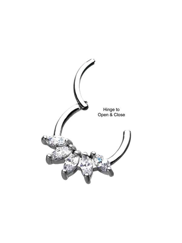 5-Marquise Daith Clicker Earring, Steel